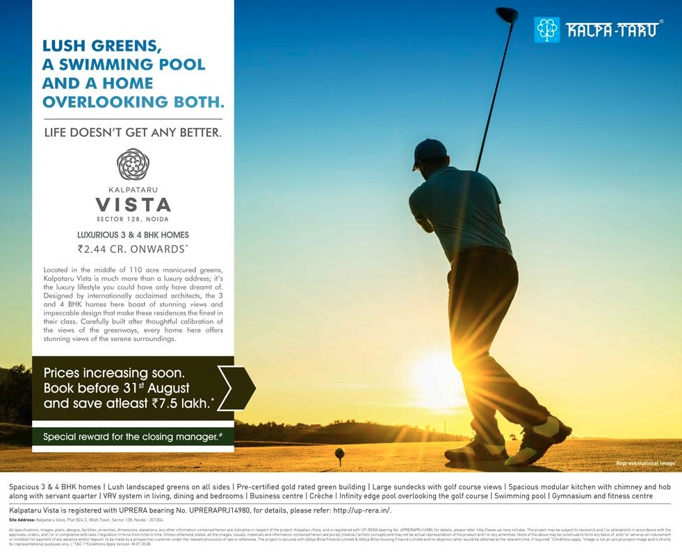 Book before 31st August & save atleast Rs. 7.5 Lakh at Kalpataru Vista in Noida